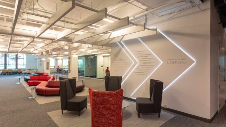 UW Grainger Learning Commons Donor Wall LED Halo Lit