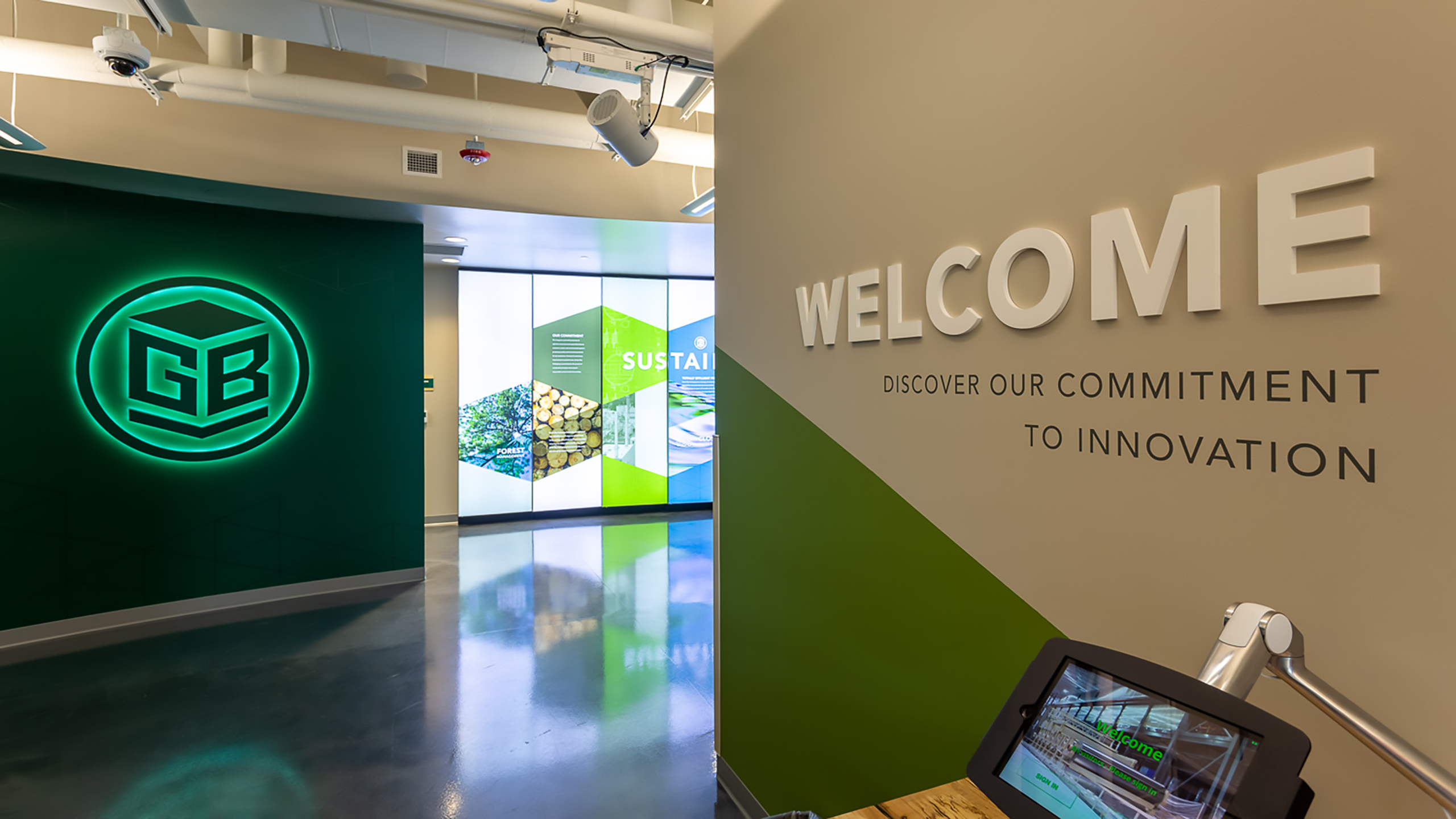 Green Bay Packaging Welcome Entry Wall Backlit Dimensional