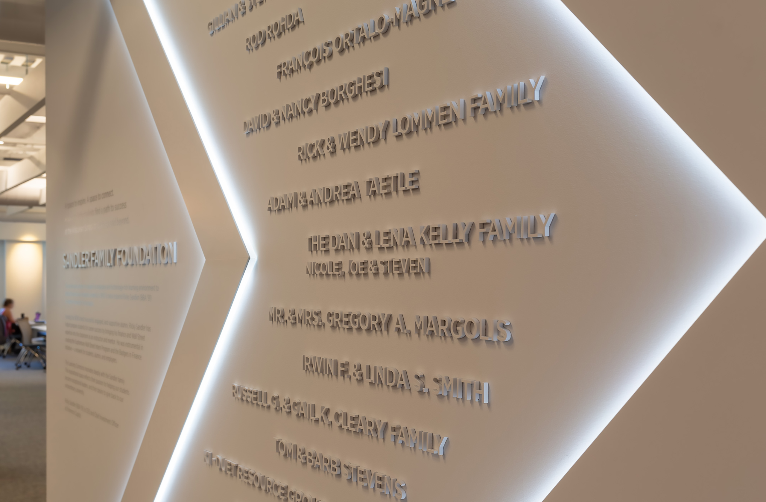 UW-Grainger Donor Wall Backlit Dimensional Acrylic Letters