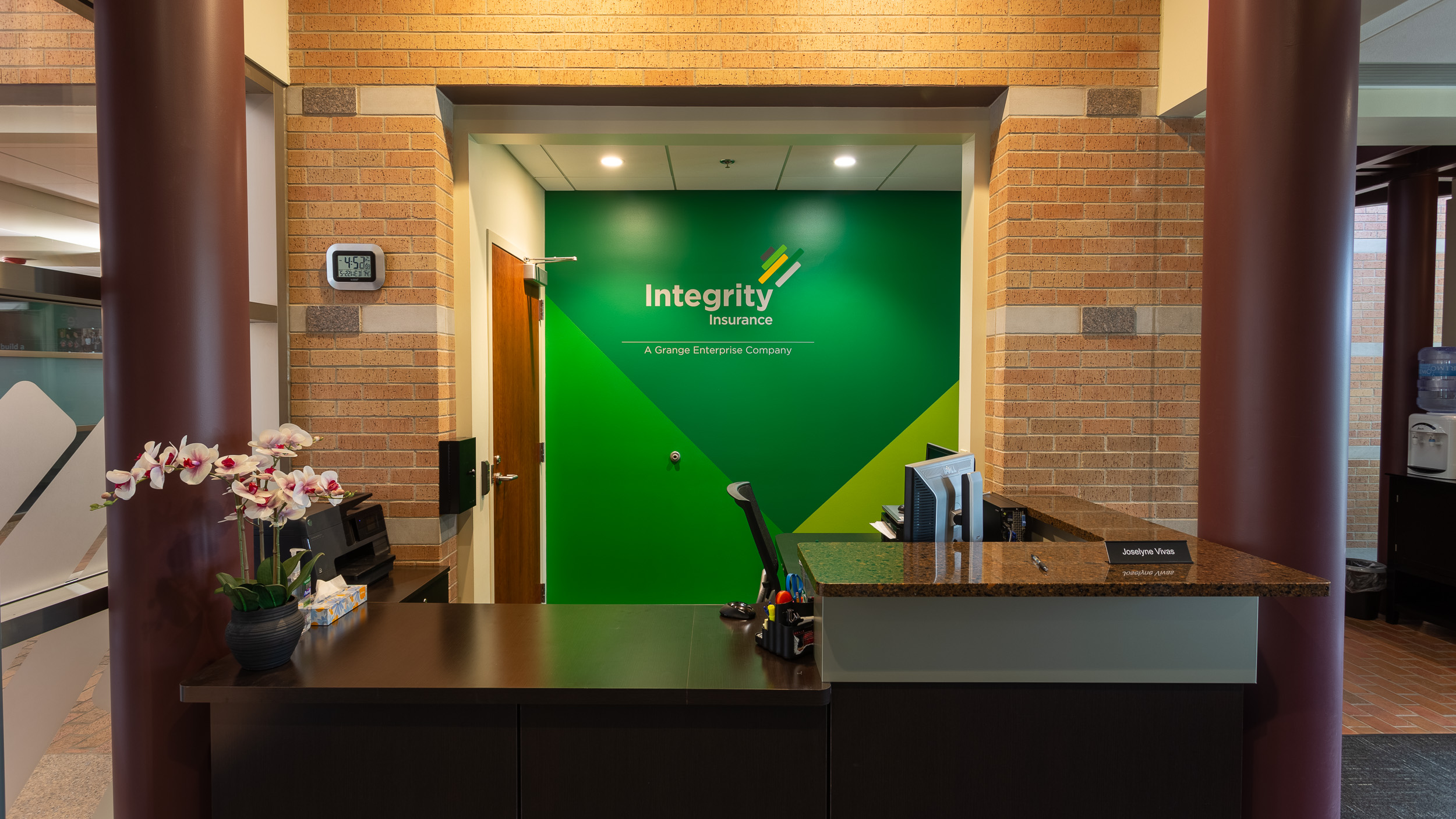 Integrity Insurance Office Front Desk Branding Vinyl