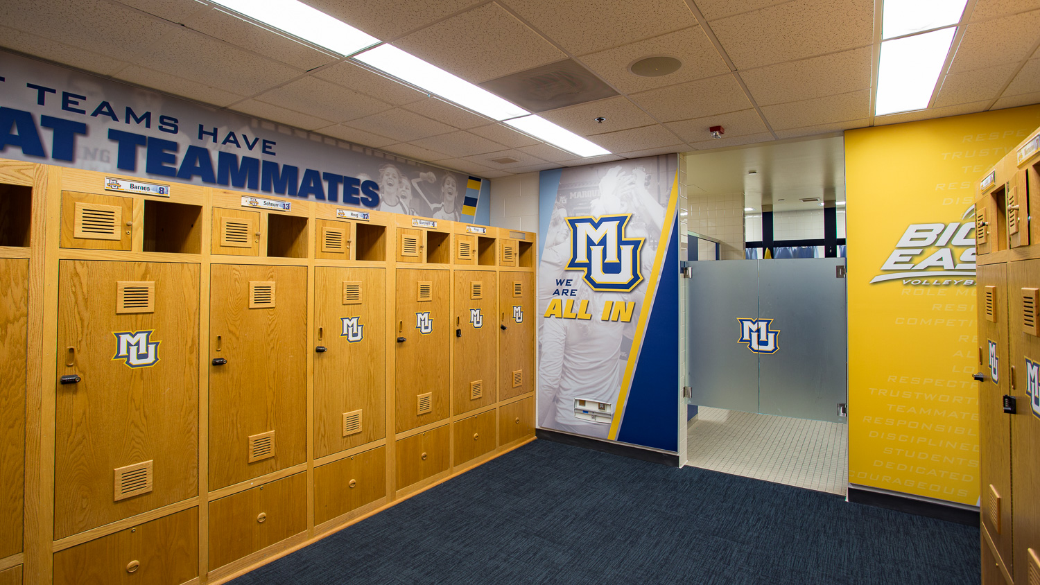 Marquette University Volleyball Locker Room Facility Branding