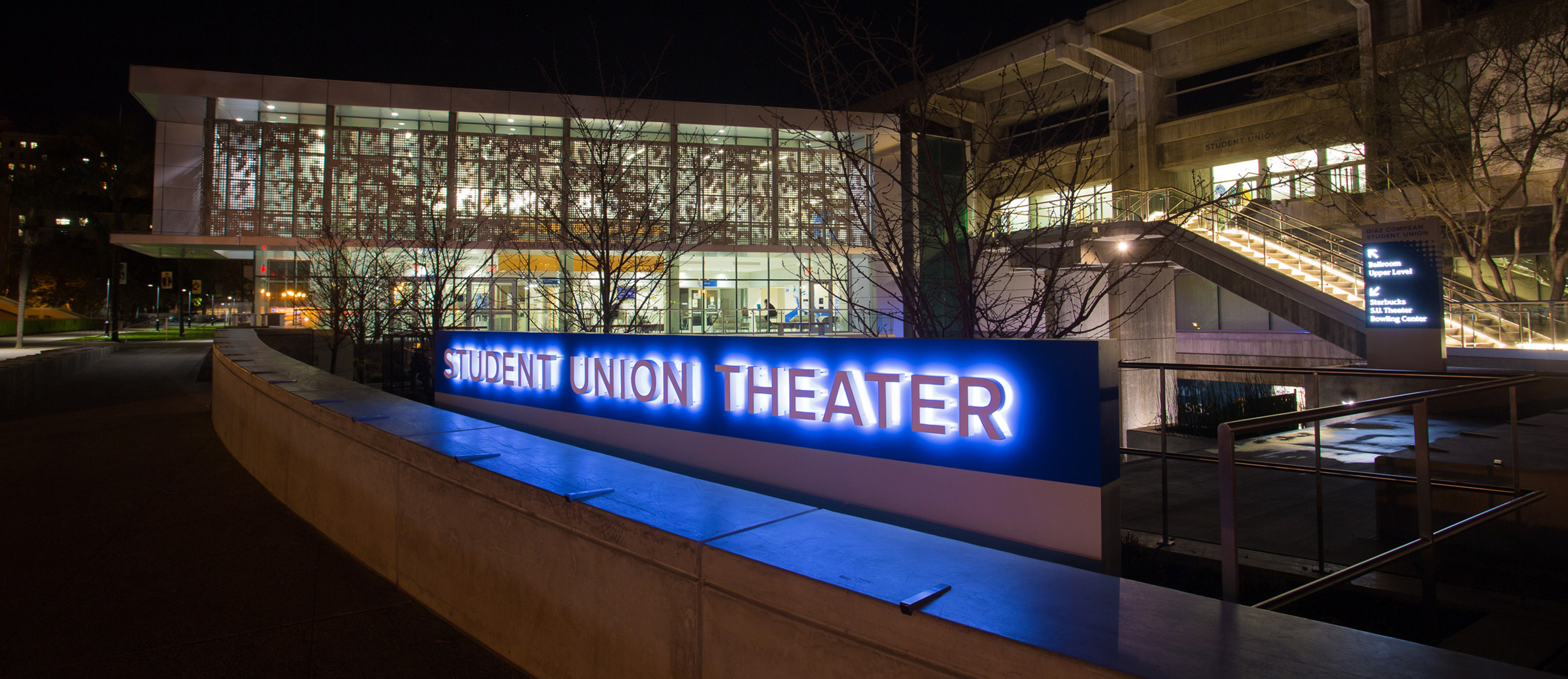 San Jose University Student Union Theater Exterior Back Lit LED Signage