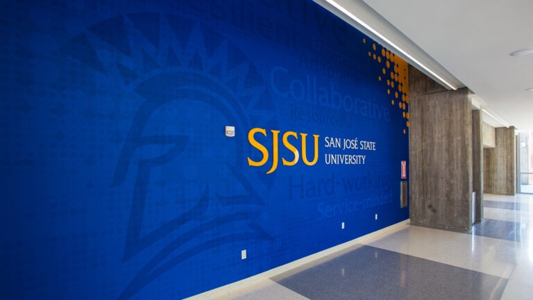 SJSU feature wallpaper acrylic lettering