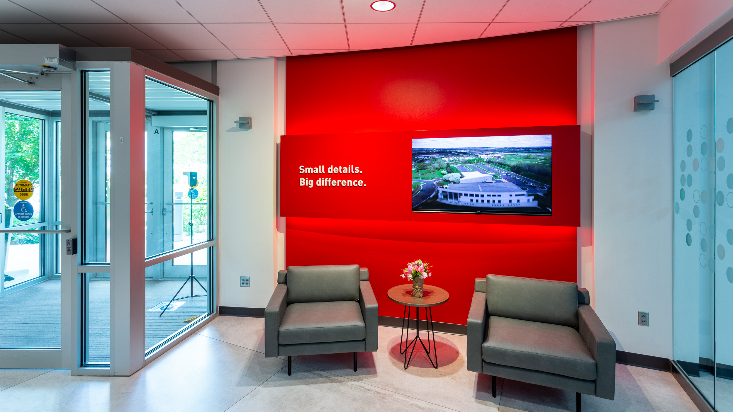Society Insurance Entrance Red Feature Wall