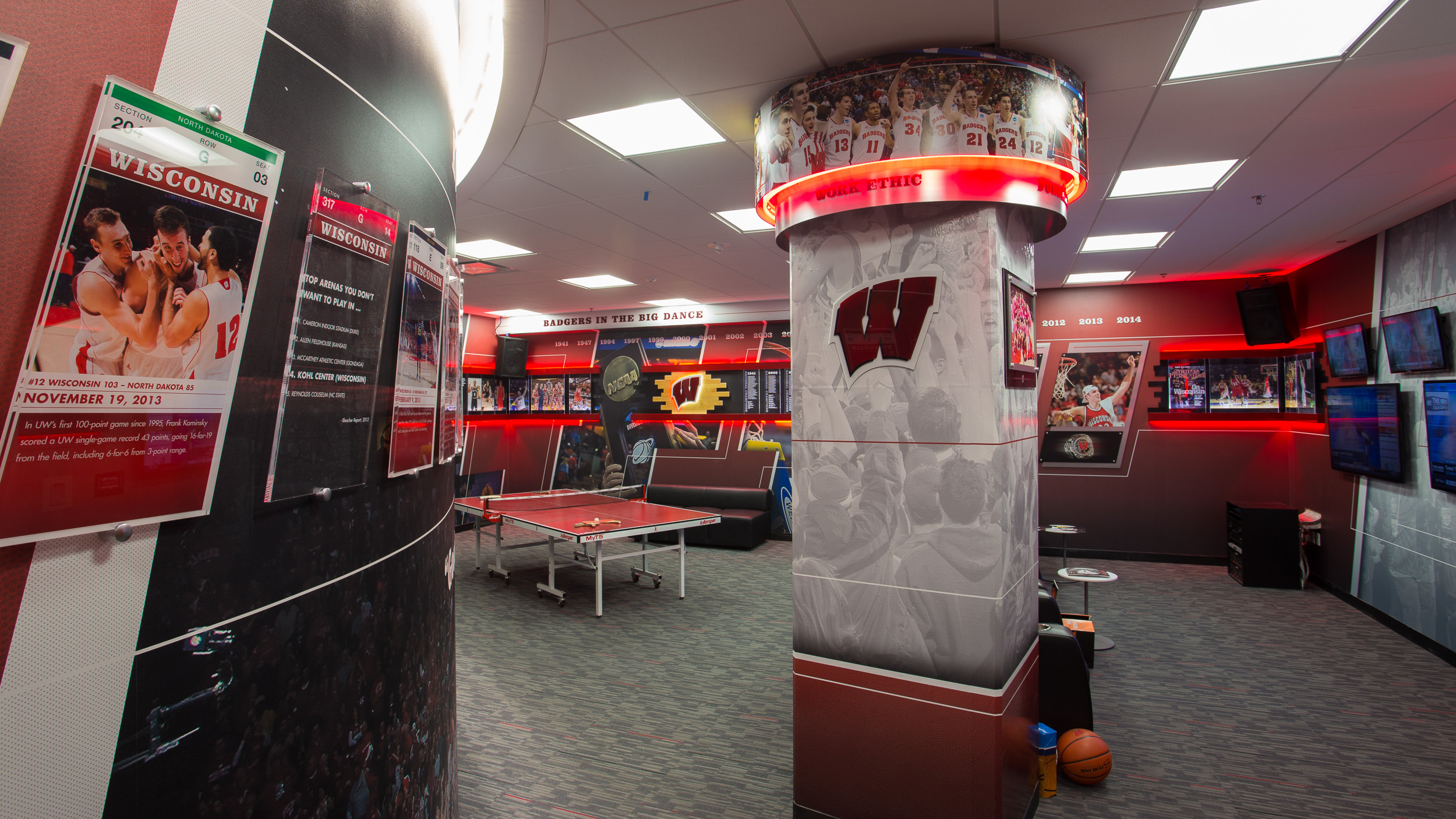 University of Wisconsin - Basketball Locker Room Acrylic Panels Custom Wallpaper LED