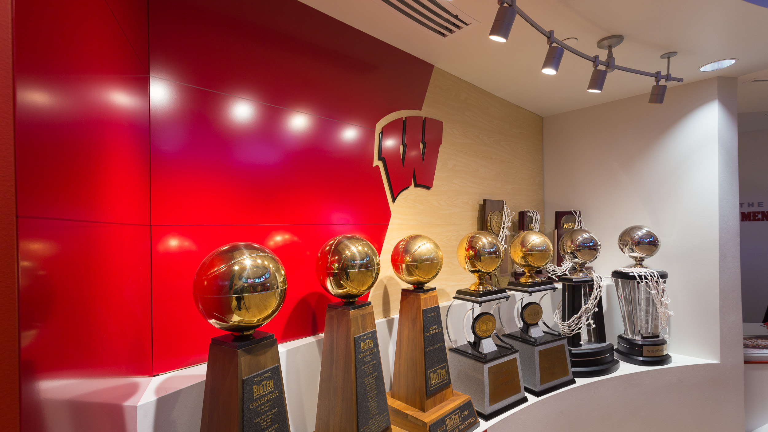 University of Wisconsin - Basketball Offices Trophy Display
