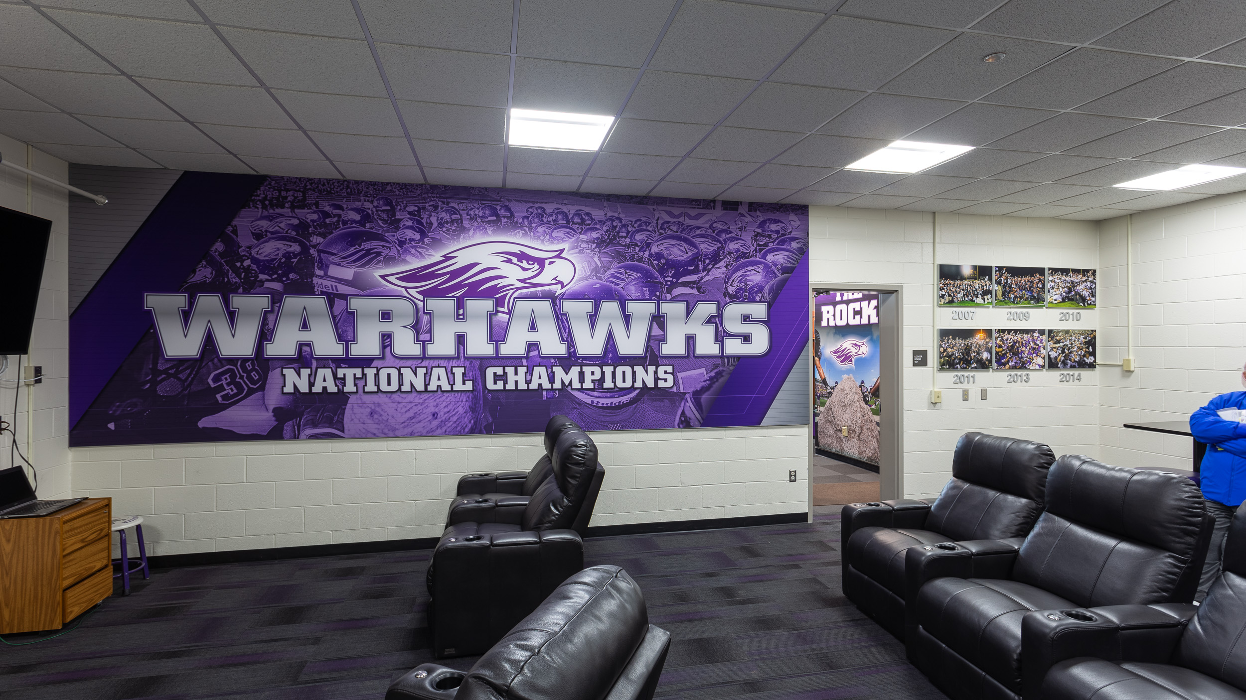 University of Whitewater Football Film Room Facility Branding SEG Frame