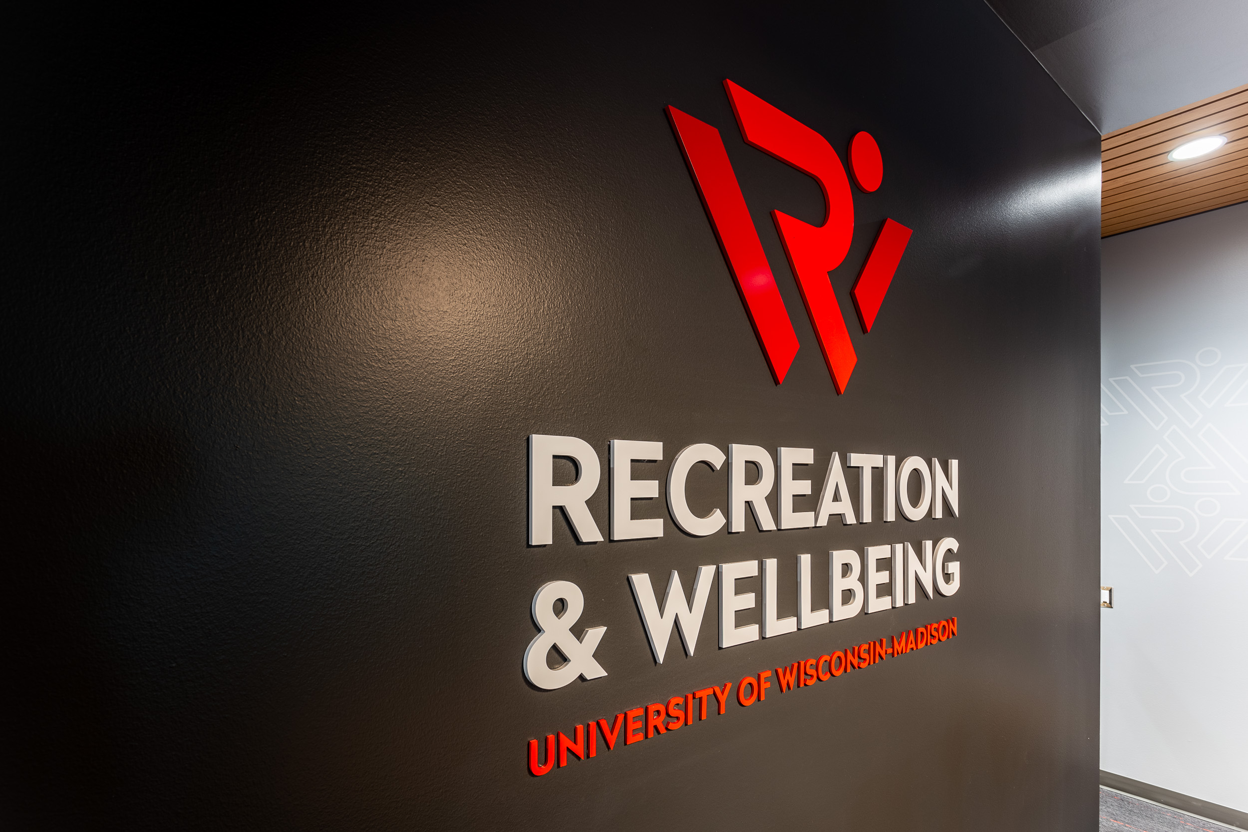 University Of Wisconsin - Recreation & Wellbeing Acrylic Dimensional Logo Detail Photo