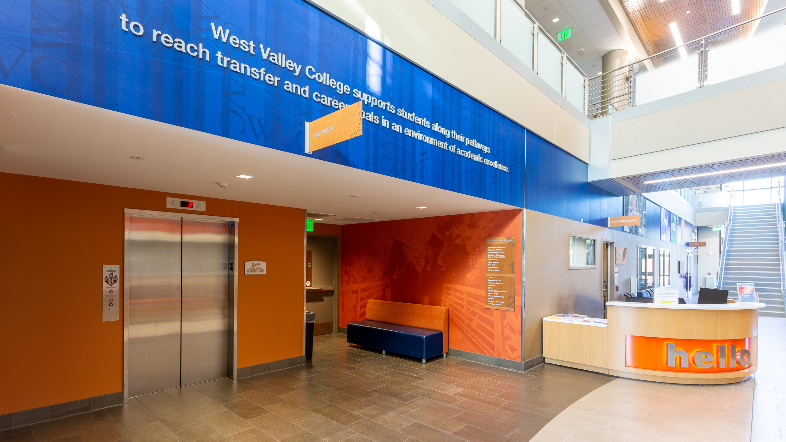 West Valley College Student Services Center Front Desk Facility Branding