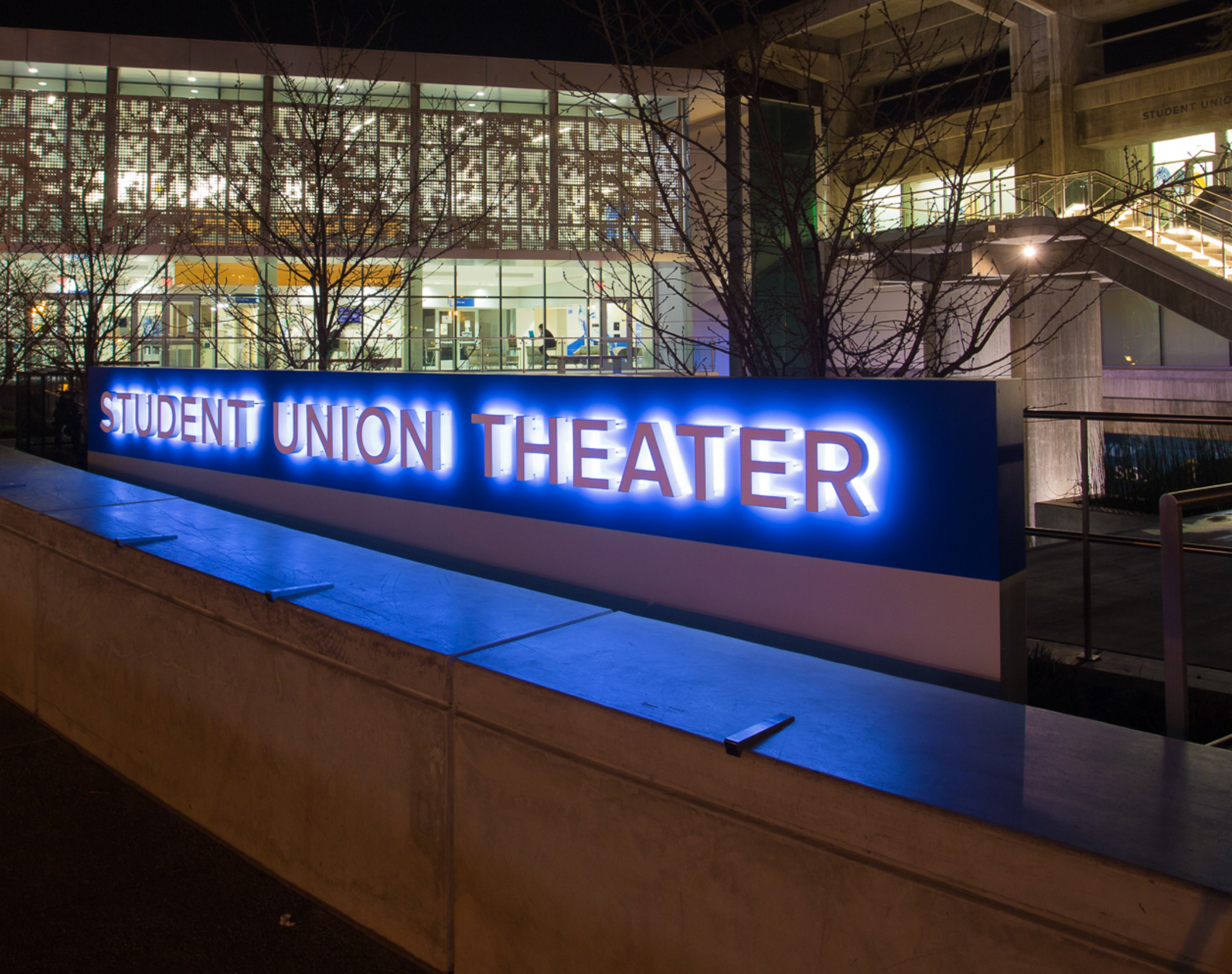 Student Union Theater Lit Signage