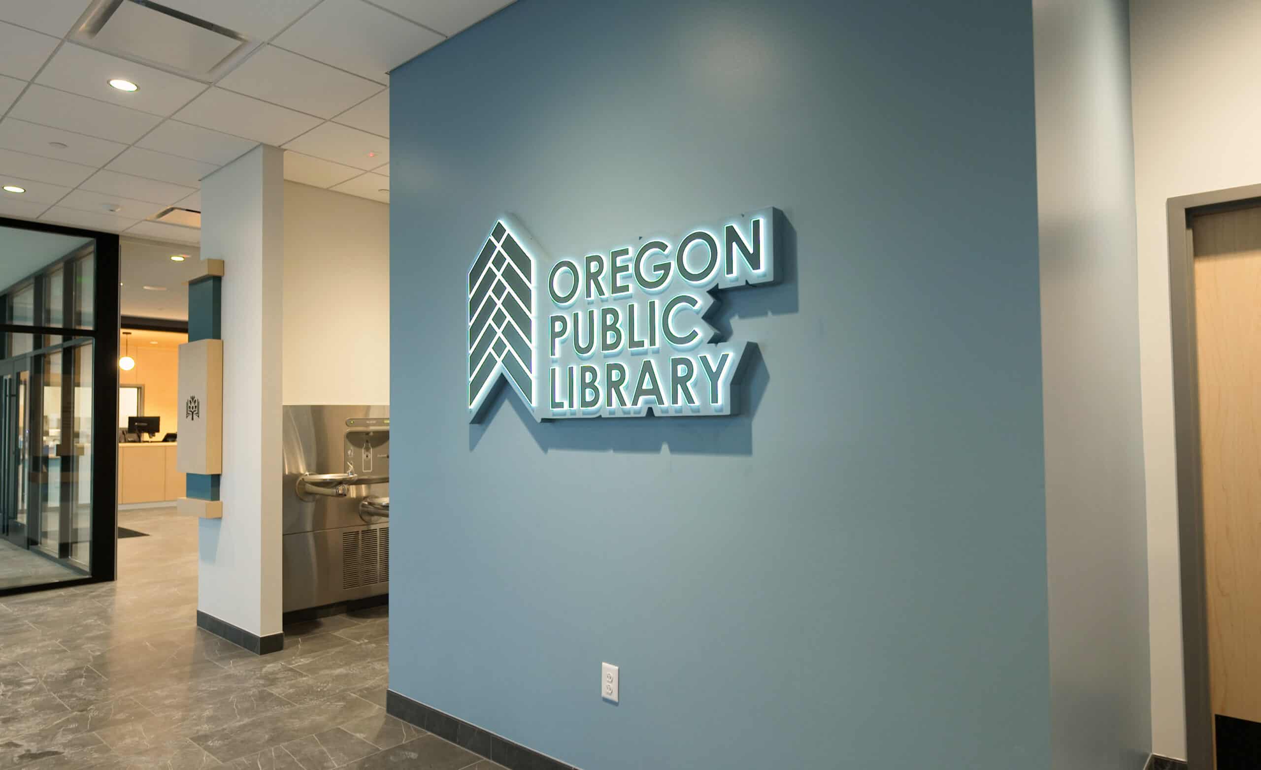 Oregon Public Library Dimensional LED Lit Logo