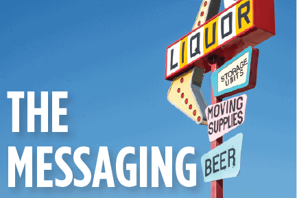 A colorful outdoor sign with multiple panels displaying words like "Liquor" and "Beer," symbolizing the importance of clear and engaging messaging in marketing.