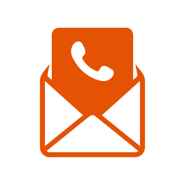 An orange icon showing an envelope with a phone symbol inside, representing call tracking through mail.