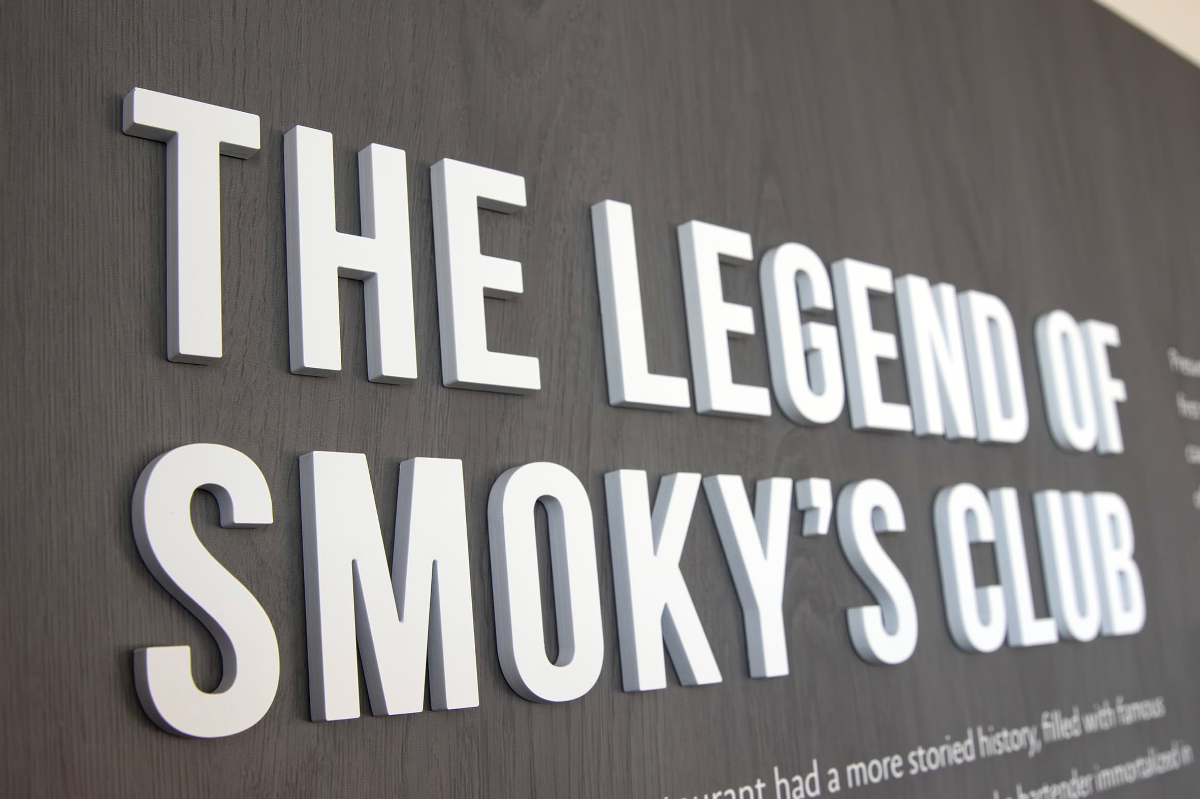 Acrylic Dimensional Lettering The Tradition At Smokey's Club Community Room