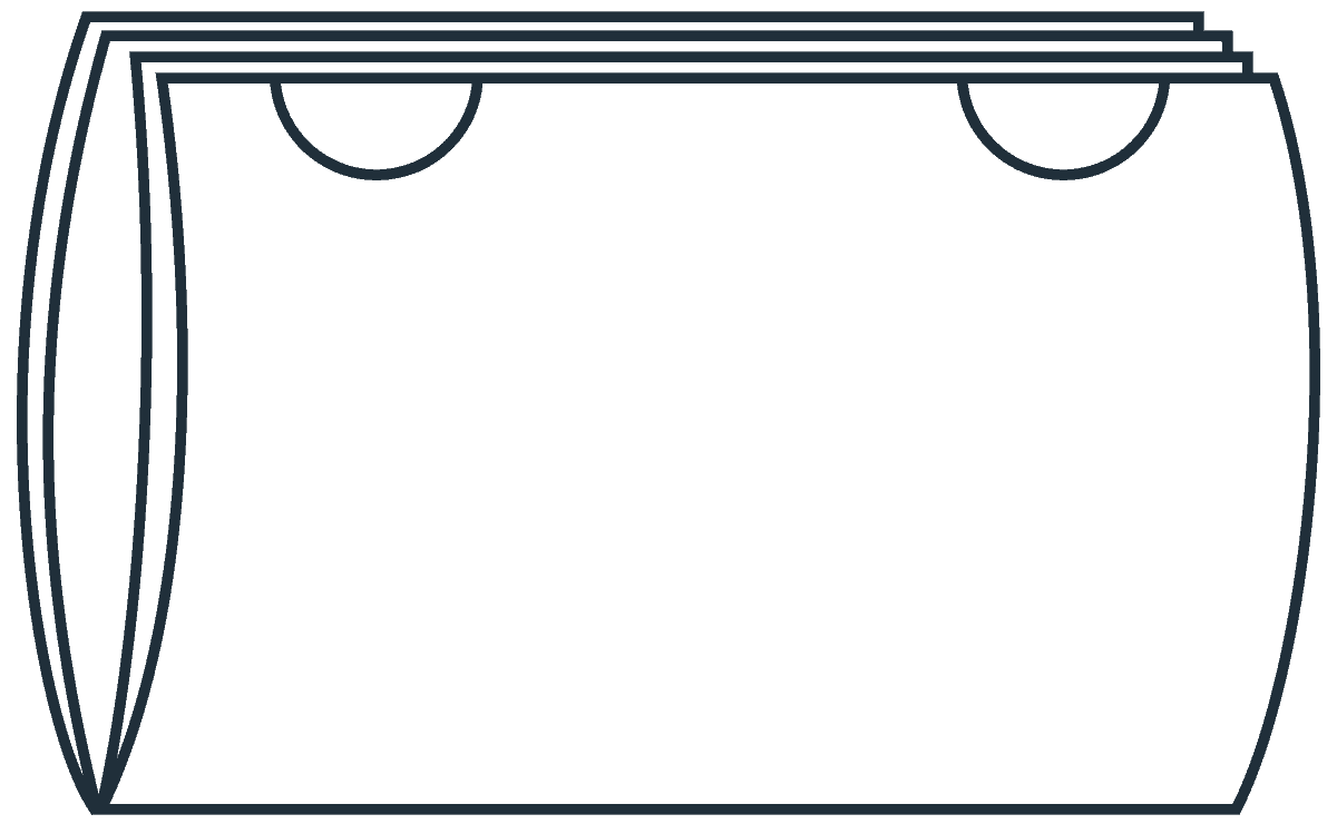 Icon of a folded self-mailer with two tab closures.