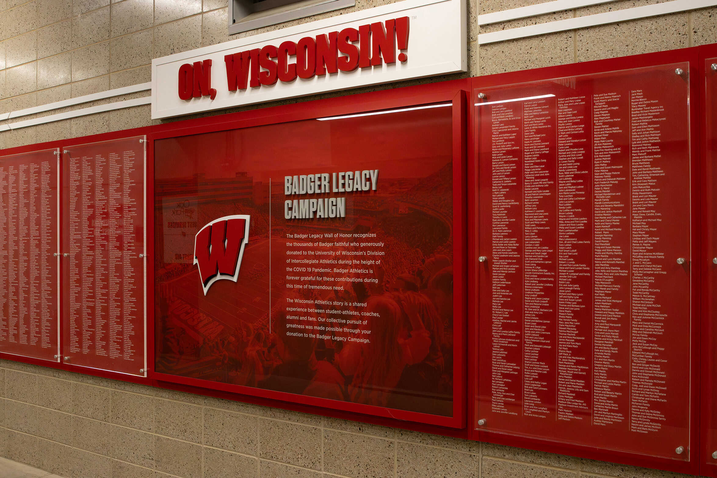 Camp Randall Stadium Donor Wall Custom Design