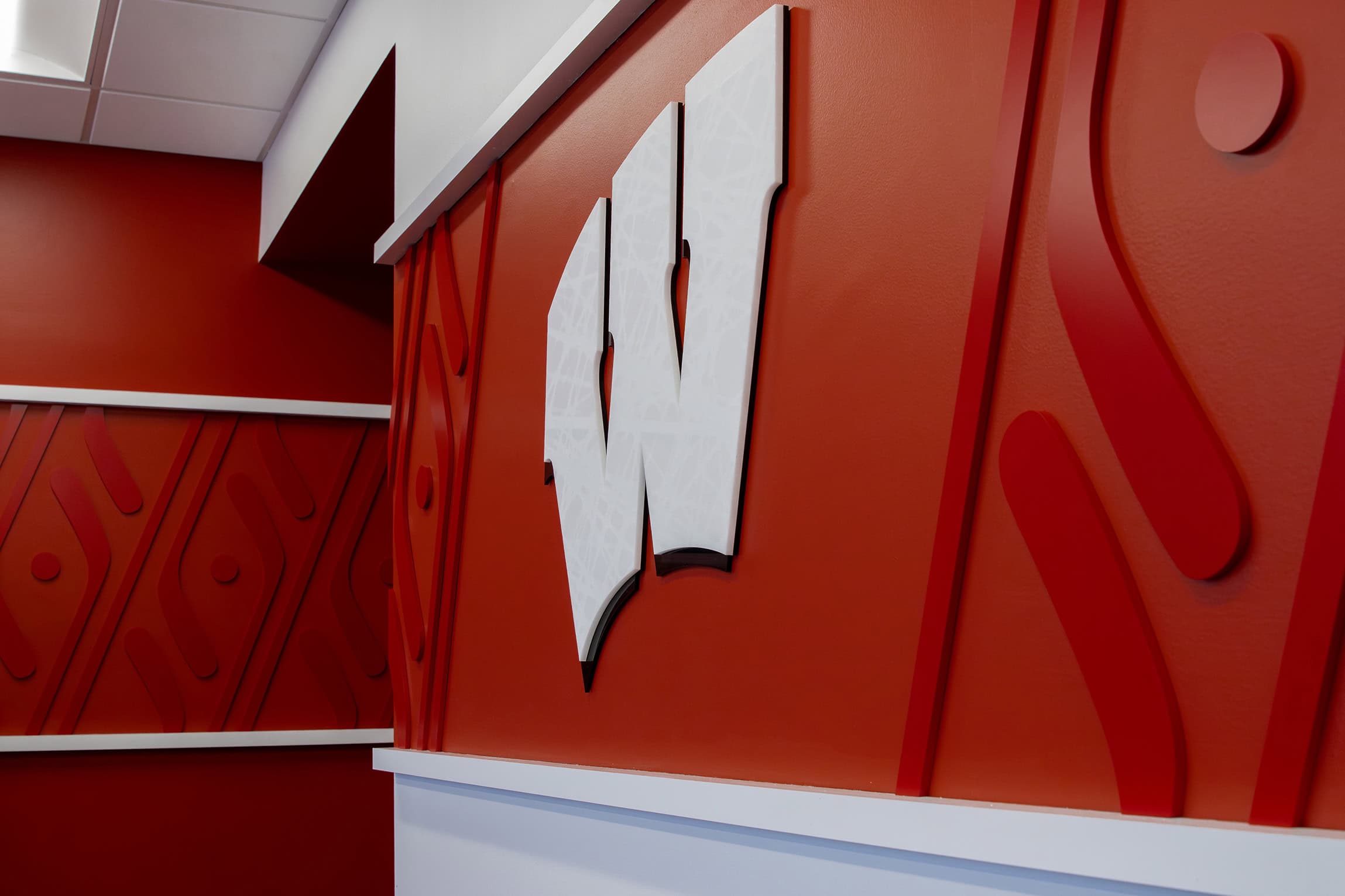 UW Hockey Custom Dimensional Acrylic Pattern Detail Shot