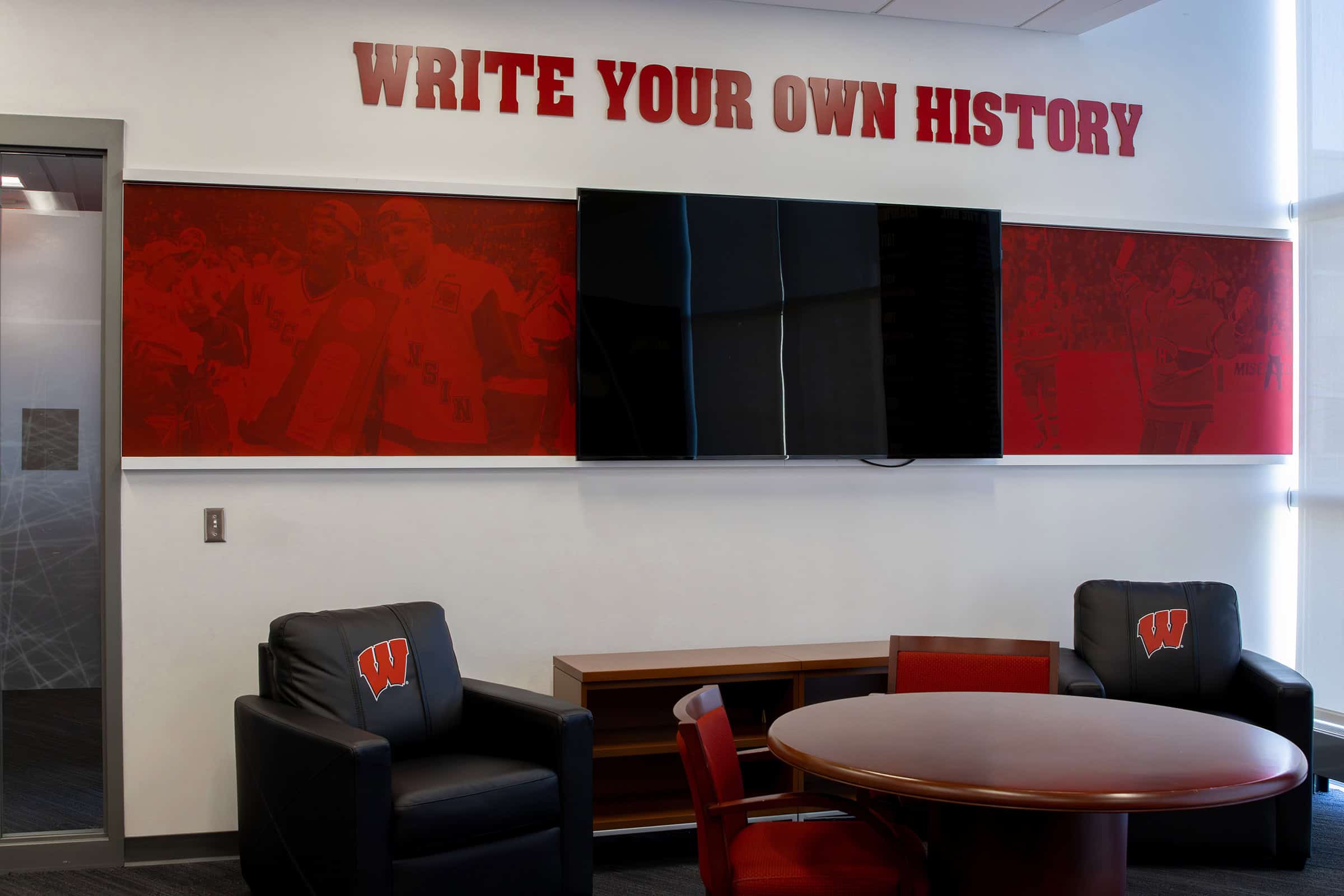 UW Hockey Offices Custom Wallpaper