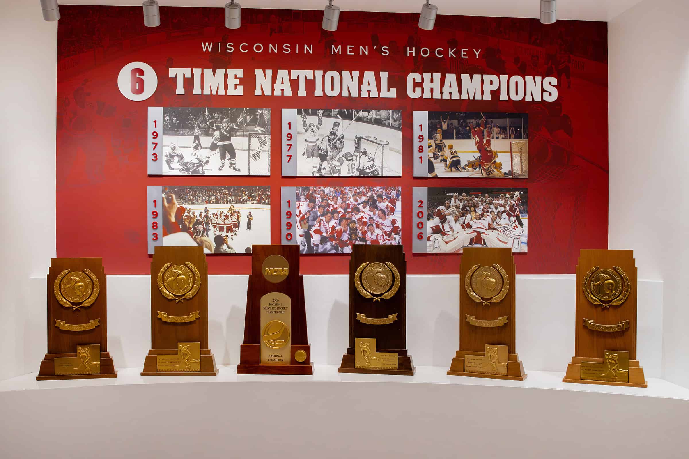UW Men's Hockey Statement Trophy Wall