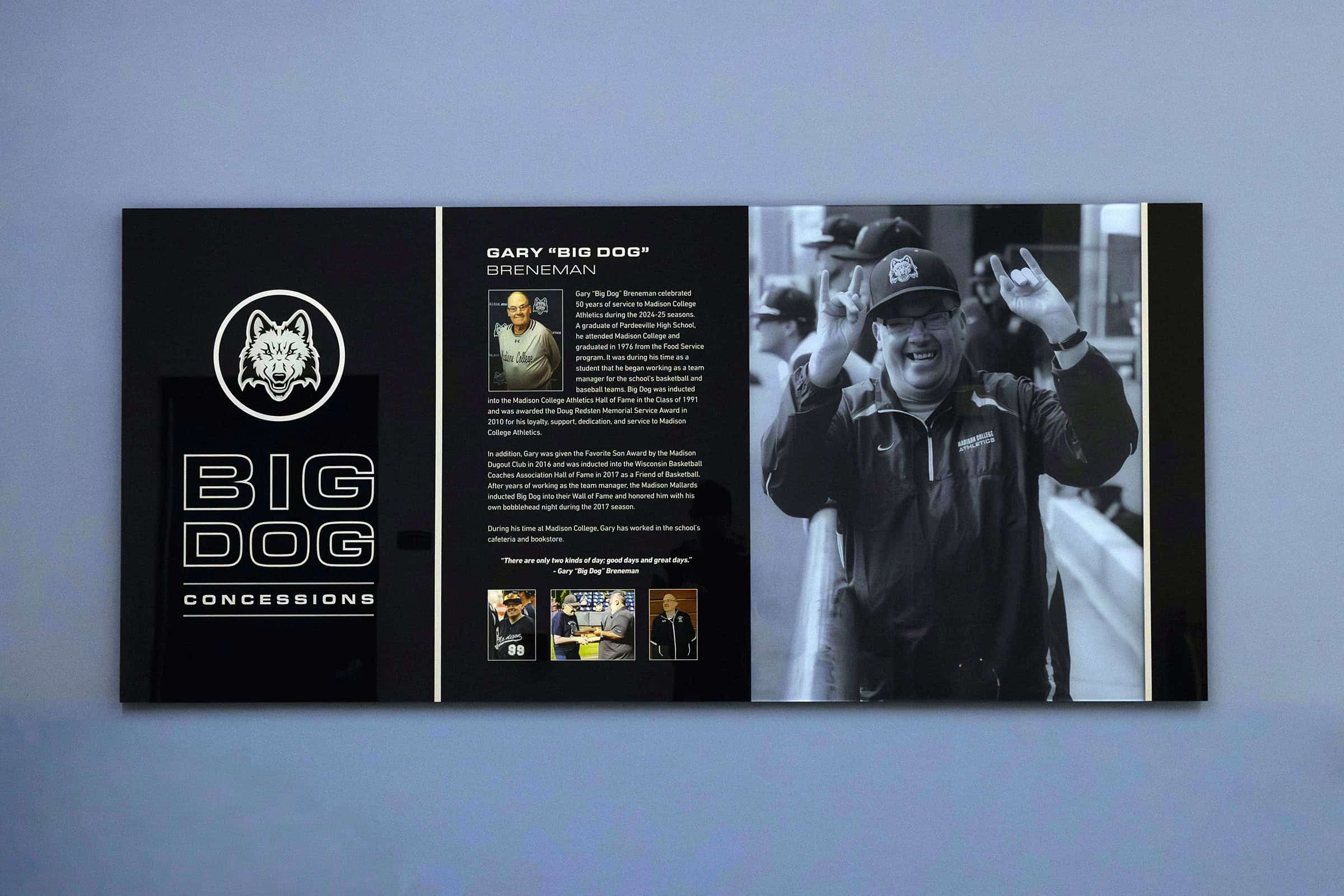 Madison College Big Dog Tribute Plaque