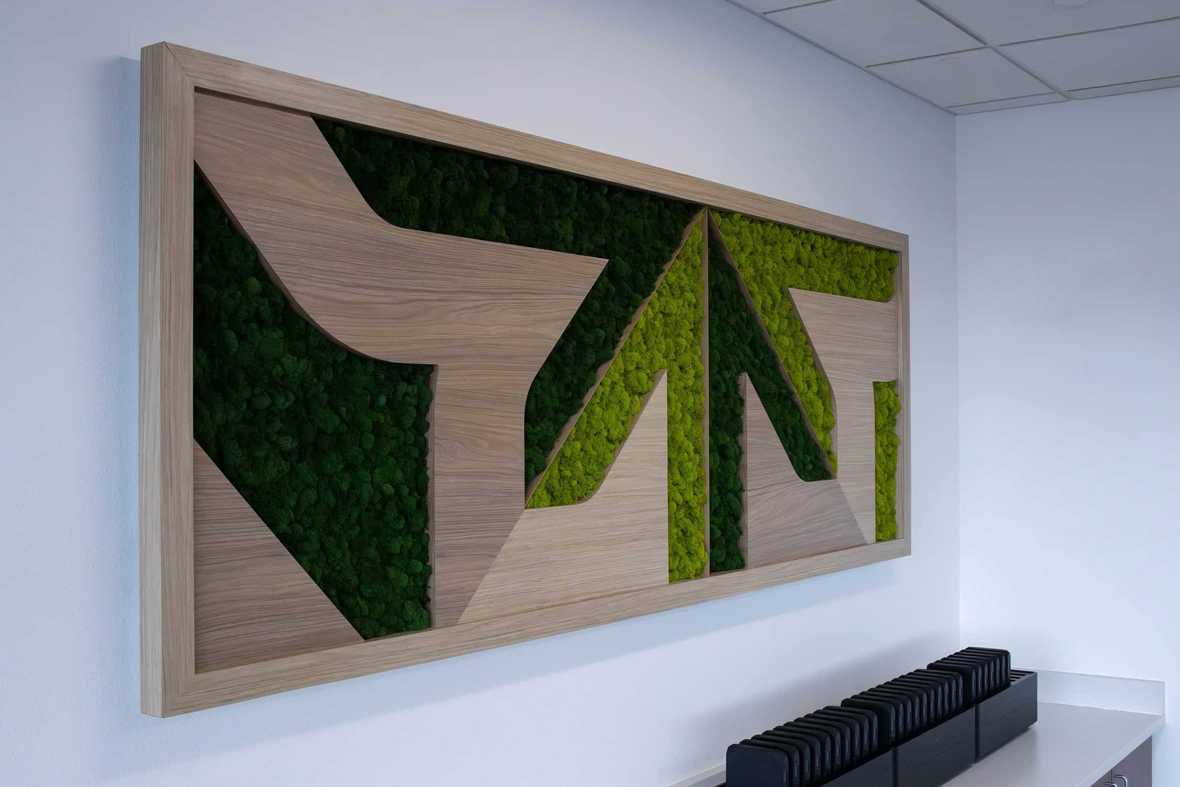Custom Facility Branding Moss Feature Wall