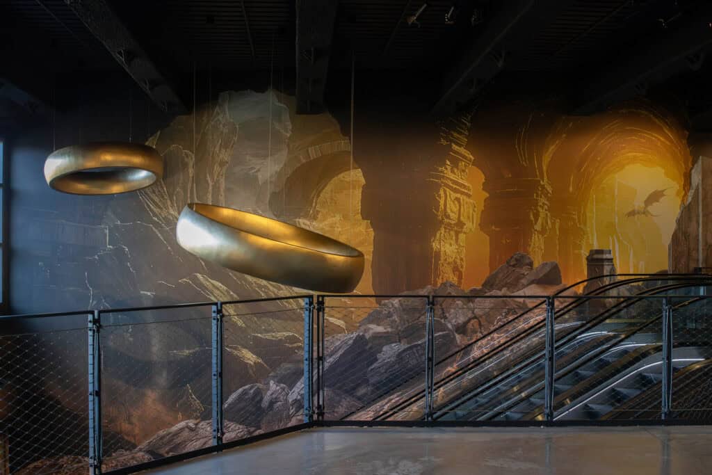 Large-scale environmental graphic installed in technology campus connector