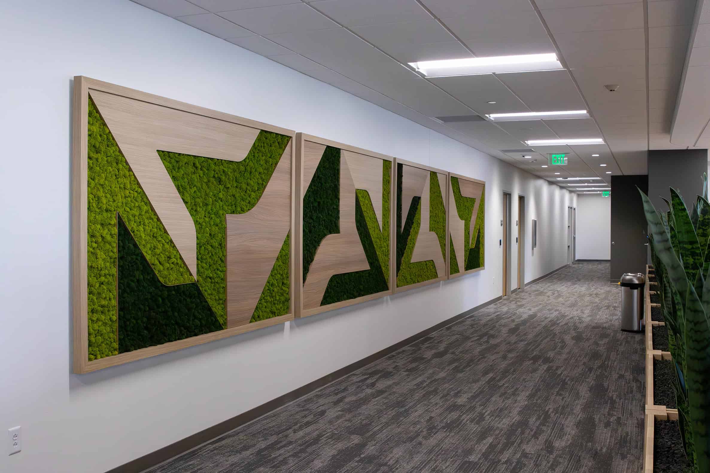 Custom Facility Branding Moss Feature Wall