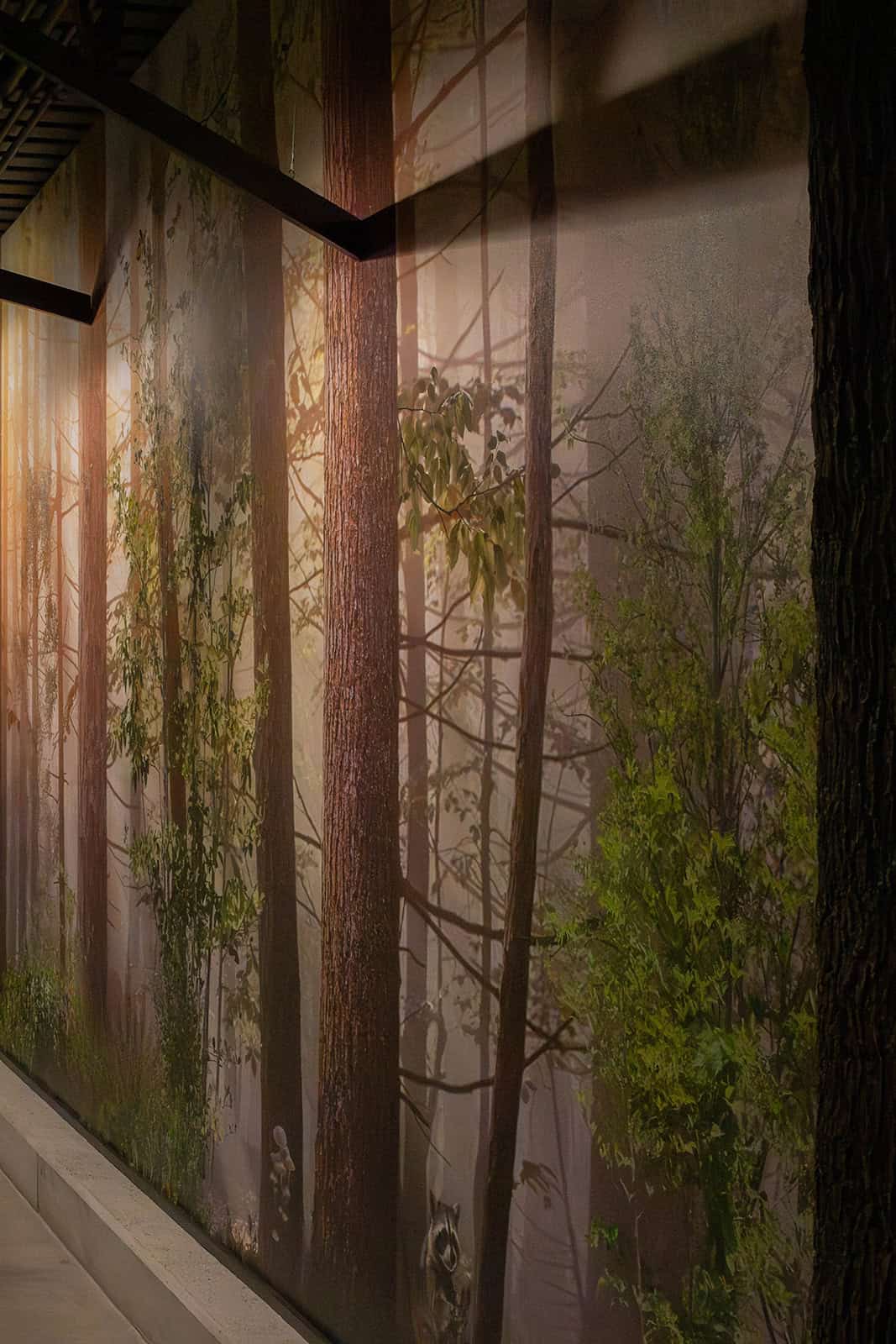 Custom wallcovering installation in corporate campus environment